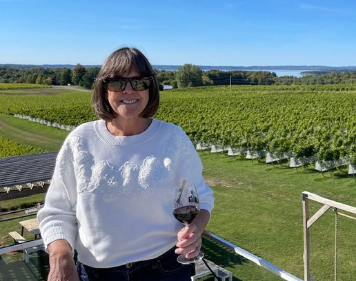 Marlene visiting local vineyard